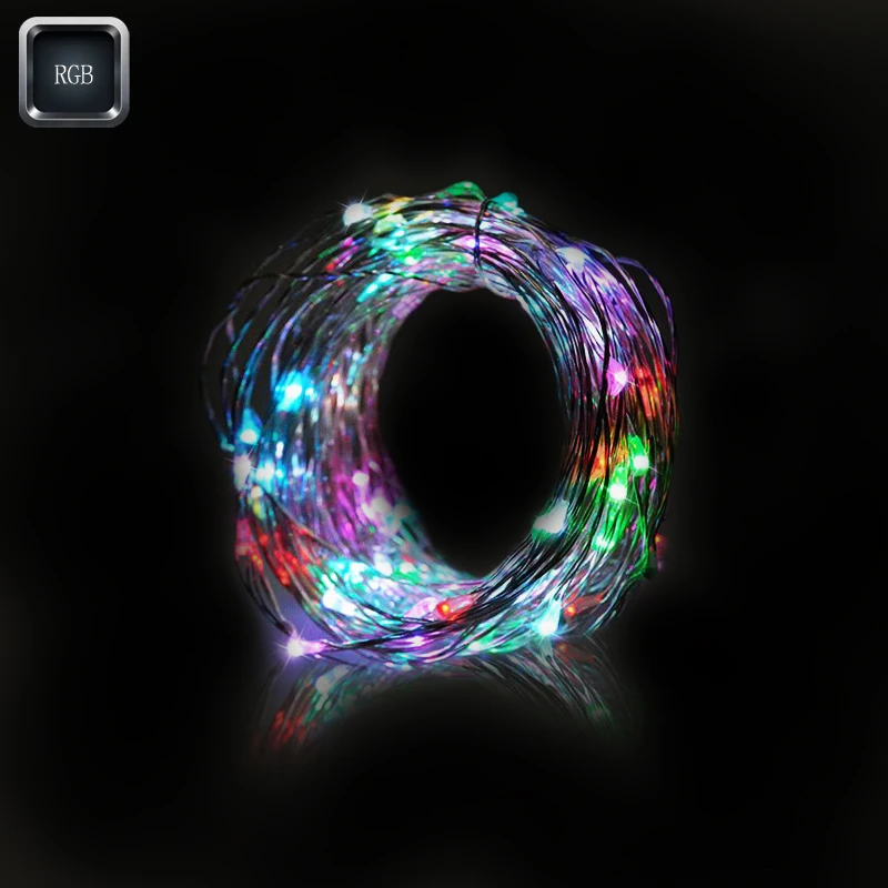 RGB 10 шт., 1 м, погружной светодиодный светильник, медный провод, водонепроницаемый, сказочный, для праздника, Хэллоуина, Рождества, сада, гирлянды, занавески, украшения - Испускаемый цвет: RGB