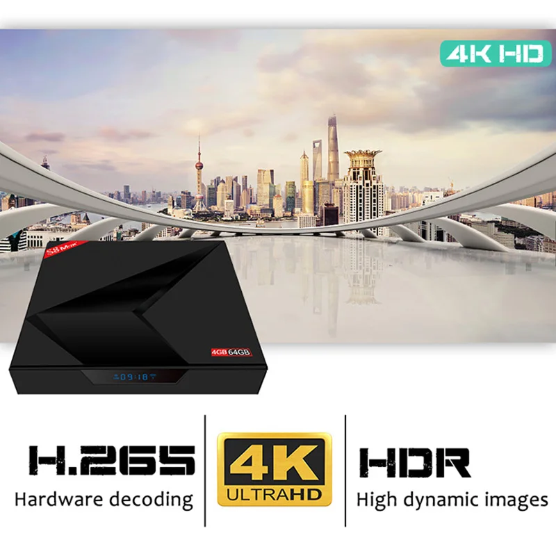 ТВ приставка Android 9 0 S8 MAX Plus 4 Гб ОЗУ 64 ПЗУ RK3328 2 4G/5G двойная Wifi Поддержка 4K BT4.0 Type c USB +
