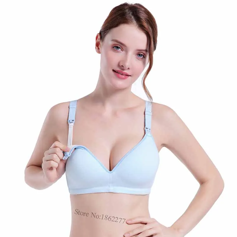 Bras Sky Blue Хлопковые бюстгальтеры для кормящих матерей, бюстгальтеры для беременных, нижнее Белье для сна для беременных, Soutien-gorge Allaitement - Цвет: Bras Sky Blue