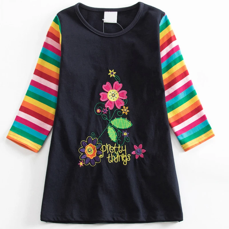 2018 платье с длинным рукавом для маленьких девочек принцессы детская одежда