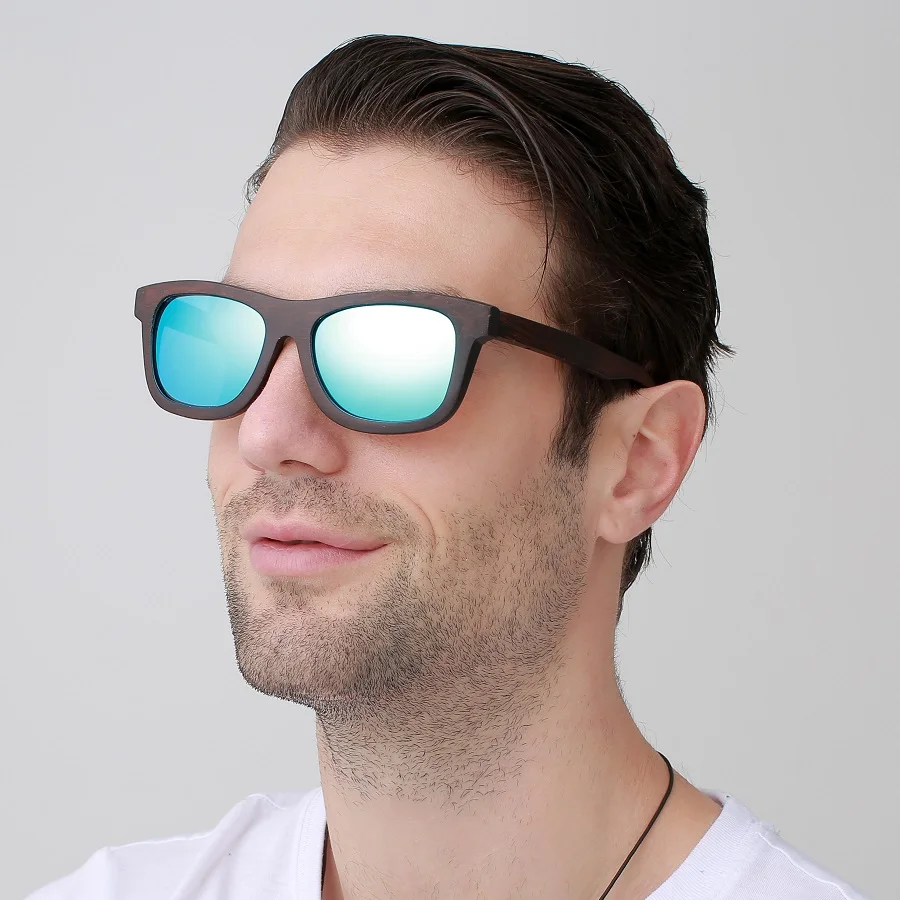 Angcen дерево Защита от солнца Очки 2017 Горячая поляризованные прямоугольник Для