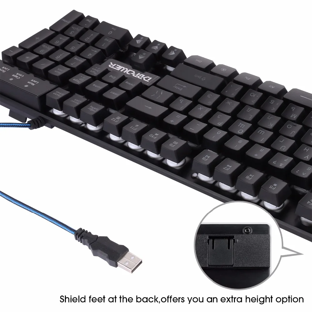 DBPOWER русская/английская игровая клавиатура USB 3 режима подсветки плавающие брелки