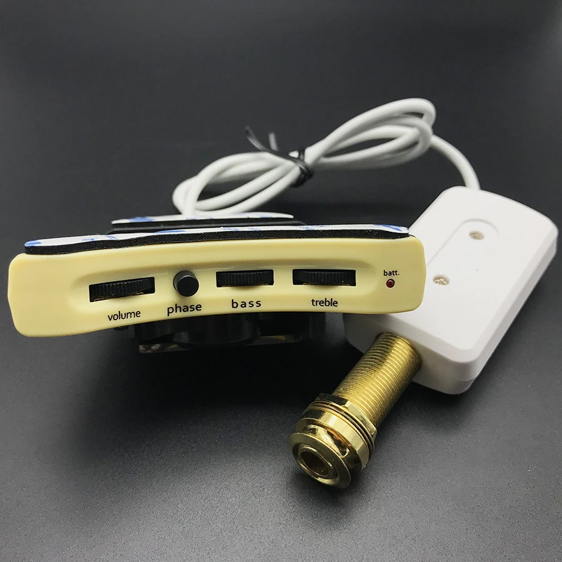GT-A1 4 Band Acoustic Guitar Preamp with Microhone Folk Guitarra Piezo Pickup Equalizer with Tuner Guitar Accessories Free Shipping - Color: GT-A1