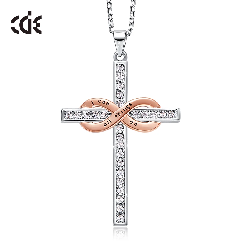 CDE женское ожерелье украшено кулоном из розового золота с кристаллами