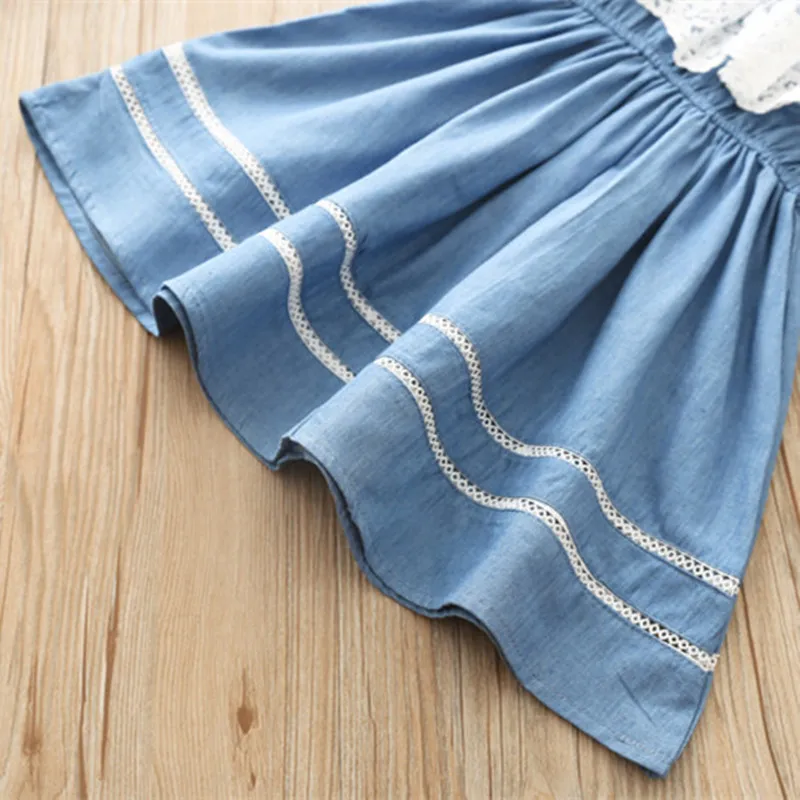 2019 Summer Girls Lace Denim Dresses Baby Girl Birthday Party Princess Jeans Dress For 2 3 4 5 6 7 yrs Kids Children's Clothing | Детская