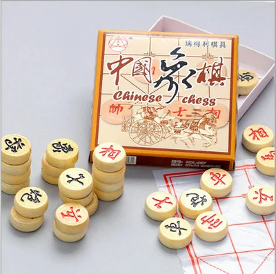 2019 Chino madera juego de ajedrez tradicional tablero rompecabezas chino familia XiangQi|Шахматы| |