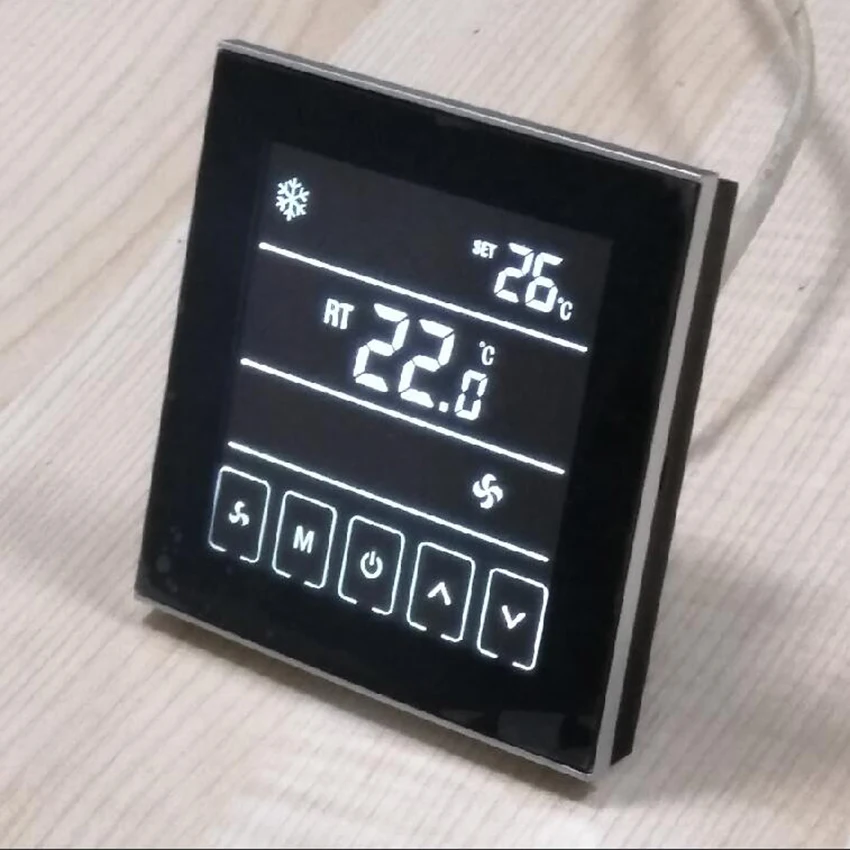 Черный ЖК термостат для центрального кондиционера вентиляторные катушки 2