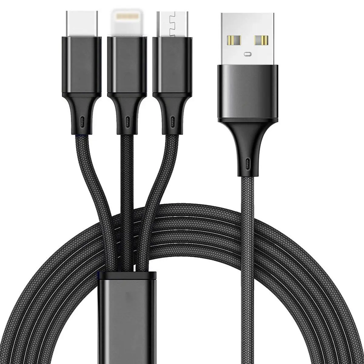 Orange Мульти USB кабель-3 в 1 зарядный кабель с нейлоновой оплеткой 4 фута(1,2 м) алюминиевый разъем usb зарядный шнур совместим с iPhone, iP - Цвет: Orange