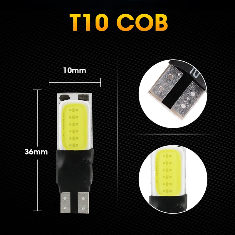 Лампа светодиодная hlxg T10 4 шт. w5w Aotu COB 194 168 12 В 6000 К|Сигнальная лампа| |