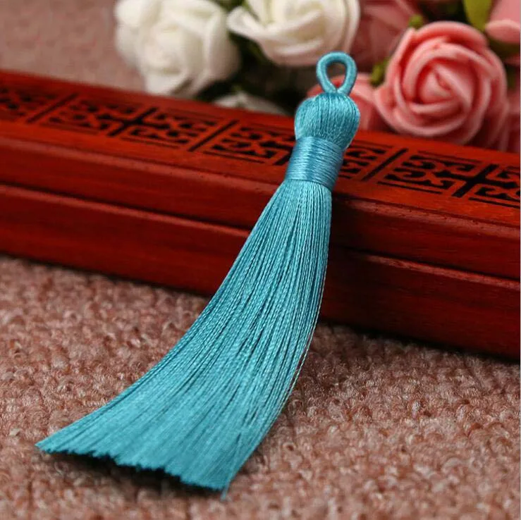 LightBlue x50PCS 50 шт. X 8 см бахрома отделка кисточки для Сделай Сам ремесла Ювелирные изделия шторы телефон одежда сумки подушки Закладка украшения ледяной шелк - Цвет: LightBlue x50PCS