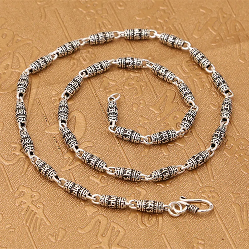 55g 100% 925 Sterling Silver Jewelry Choker Necklace 5MM Chain Men&ampWomen Gift Thai Mantra Charms Long &amp Pendant | Украшения и