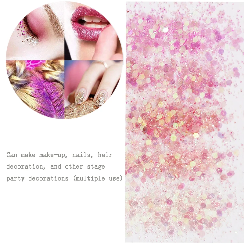 5 коробок розовый массивный лак для ногтей смешанный размер Шестигранная форма