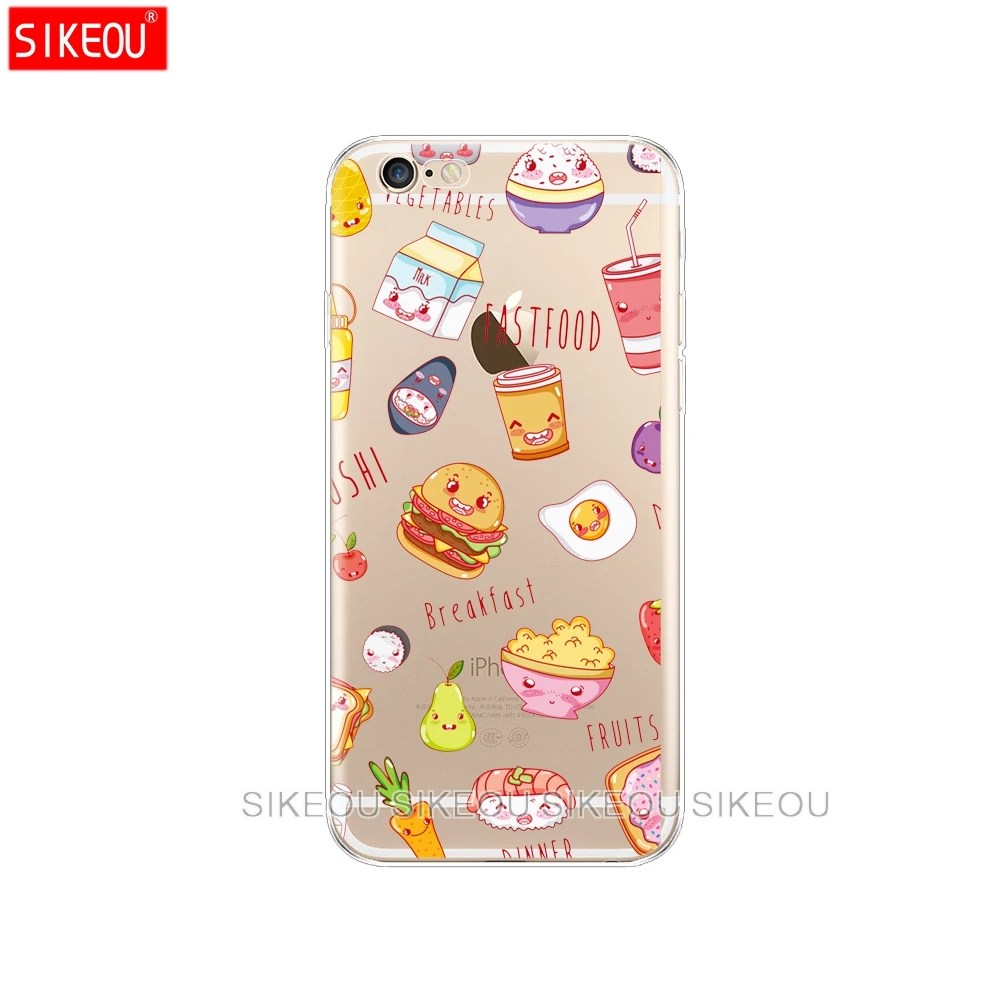 Silicon Cover Phone Case For Iphone 6 X 8 7 6s 5 5s SE 2020 Plus 10 XR XS MAX 11 pro transparent Pizza watermelon pineapple | Аксессуары