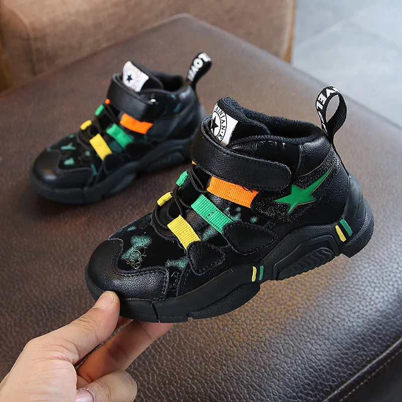 Kids Shoes 2018 New Patchwork Sport for Boys Genuine Leather Sneakers Children Warm Winter 3 4 6 12 years | Детская одежда и обувь