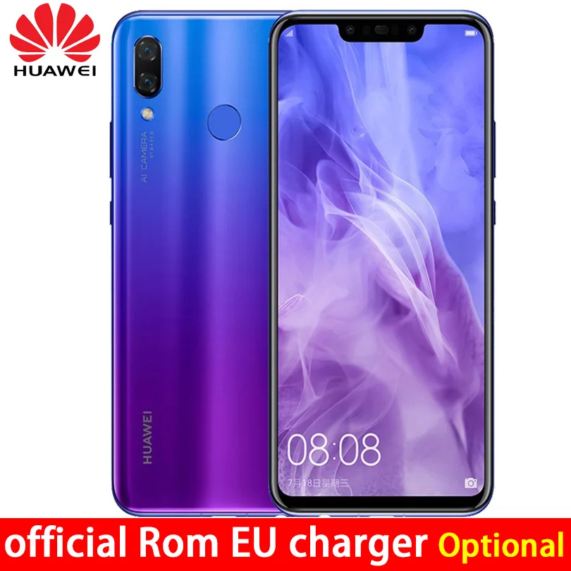 Смартфон huawei Nova 3 Kirin 970 Qcta-core Face Unlock Android 8 1 24MP 4 * Камера 6 &quot3750 mAh несколько языков