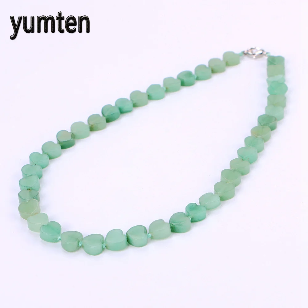 Yumten Aventurine Jade Necklace Power Chakra Healing Stones Heart Love Crystal Womens Jewelry Zelda Skyrim Kpop Wholesale 5 PCS | Украшения