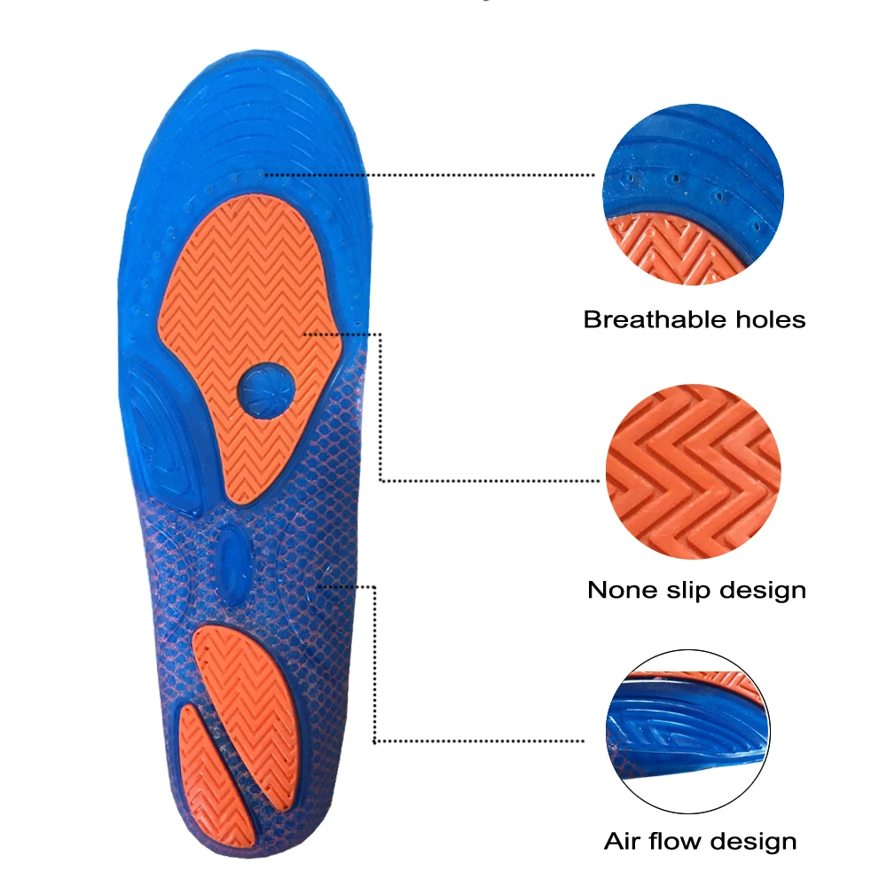 Bocan Gel Insoles Foot Care for Plantar Fasciitis Heel Spur Running Sport Insoles Shock Absorption Pads Arch Orthopedic Insole