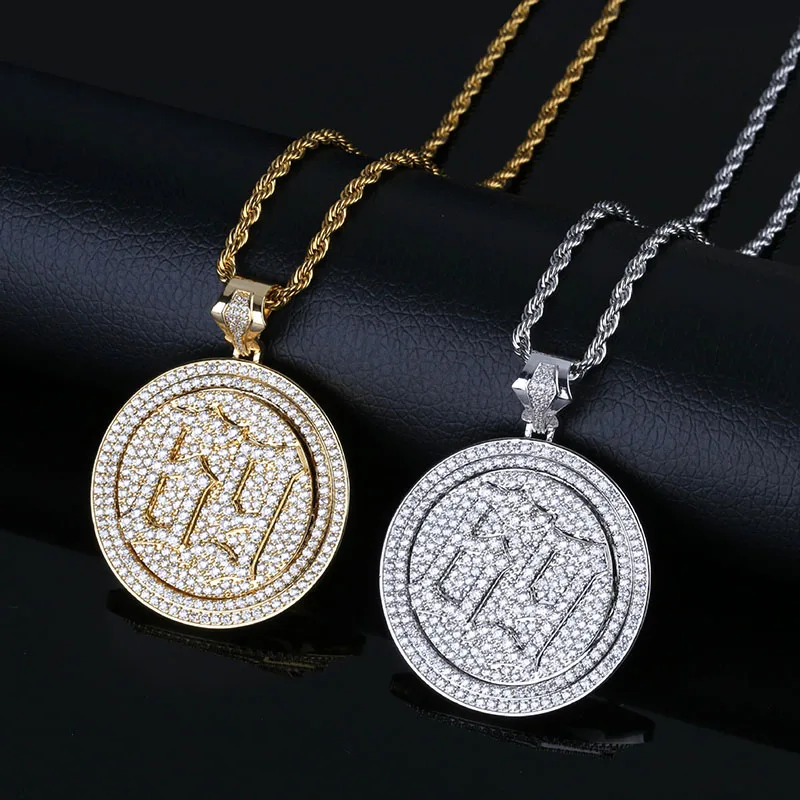 Цифры 69 круглый кулон с вращающимся элементом ожерелье с цирконом AAA Iced Out мужское ожерелье Мода хип-хоп ювелирные изделия
