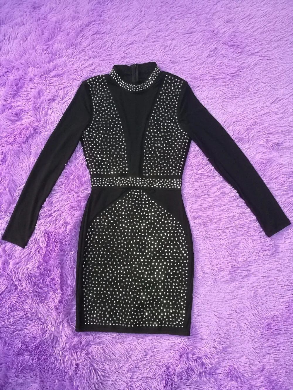 

New Perspective Women Bodycon Bandage Dress Black O-Neck Seqiomed Mesh Rayon Spring Autumn's Dresses Evening Club Party Dresses