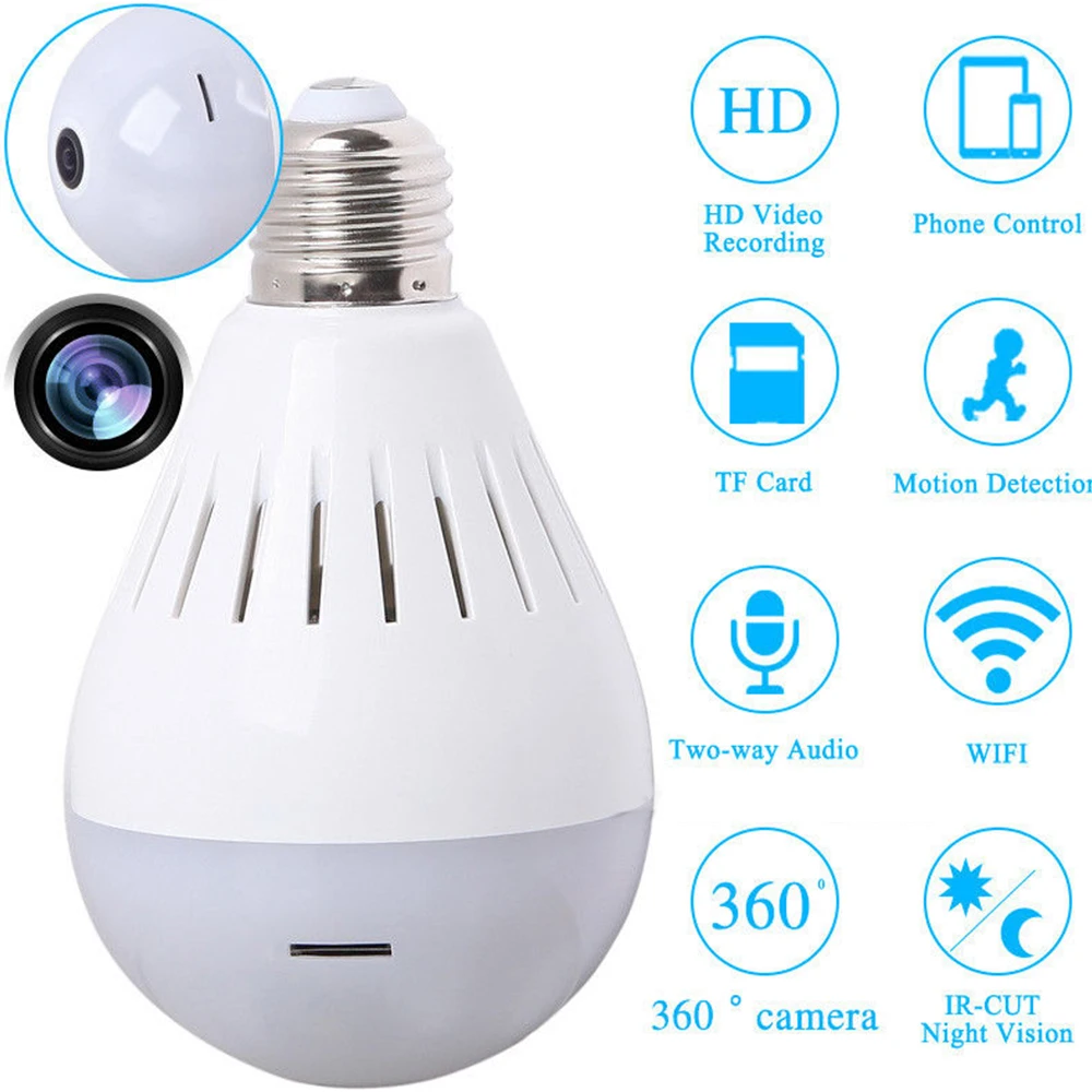 Full HD 1080p Wi Fi камера видеокамера лампочка 360 градусов панорамный видеонаблюдения