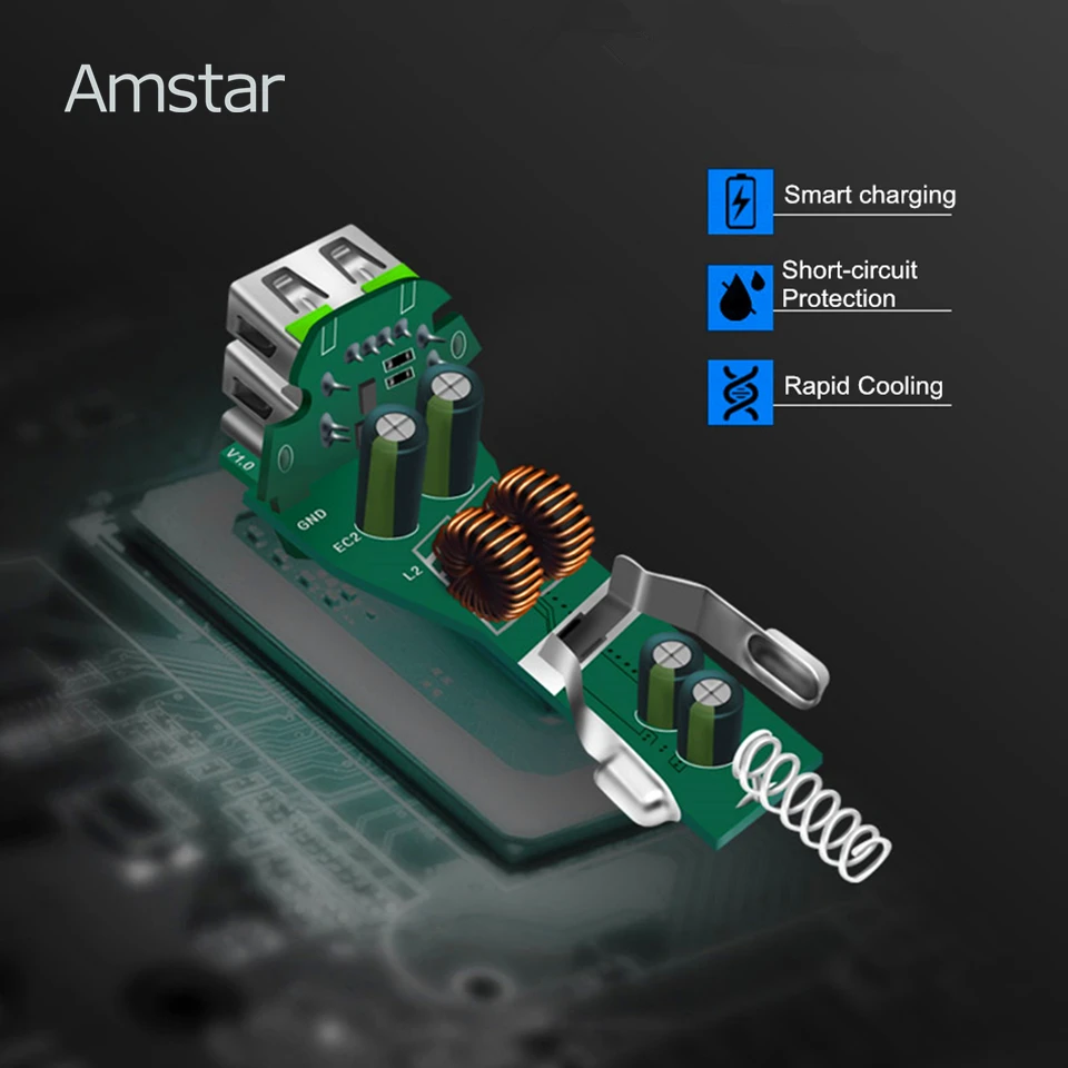 Amstar Quick Charge 3 0 33 W Автомобильное зарядное устройство для iPhone samsung huawei быстрое type C USB