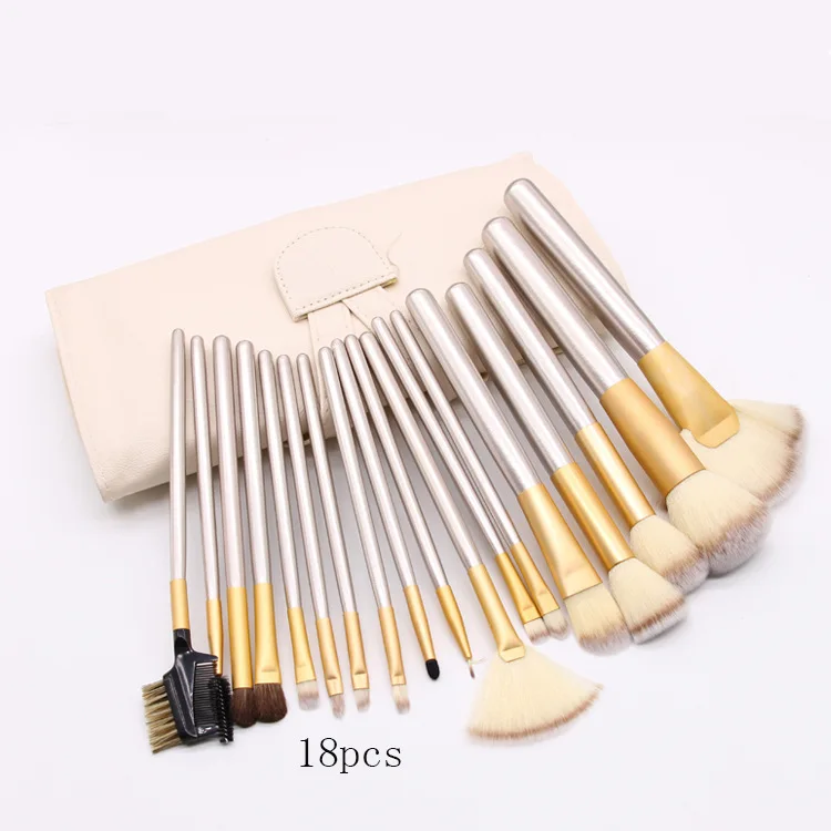 18pcs Набор кистей для макияжа 12/18 24 шт. мягкие синтетические Professional Cosmetic Make up Foundation Румяна фен Eye beauty кисти с сумкой - Handle Color: 18pcs