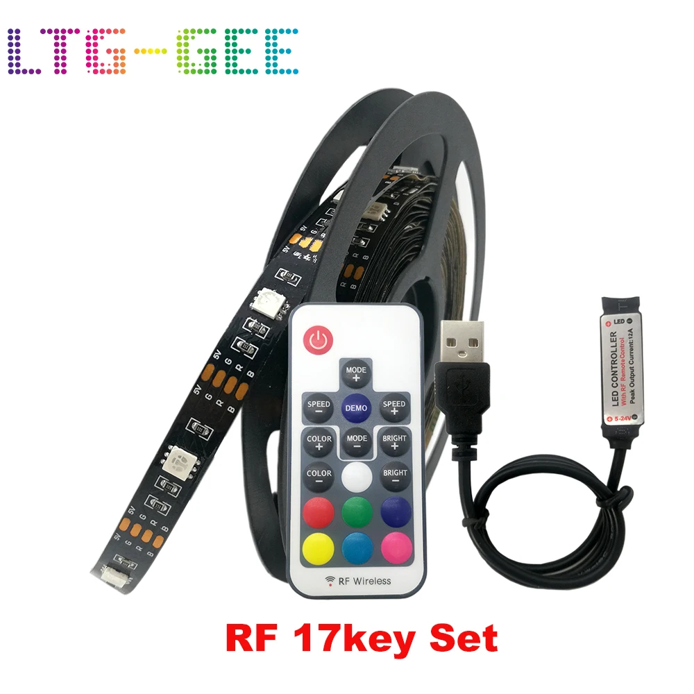 LTG-GEE DC 5V USB Светодиодная лента 5050 водонепроницаемая RGB лампа Гибкая 50 см 1 м 2