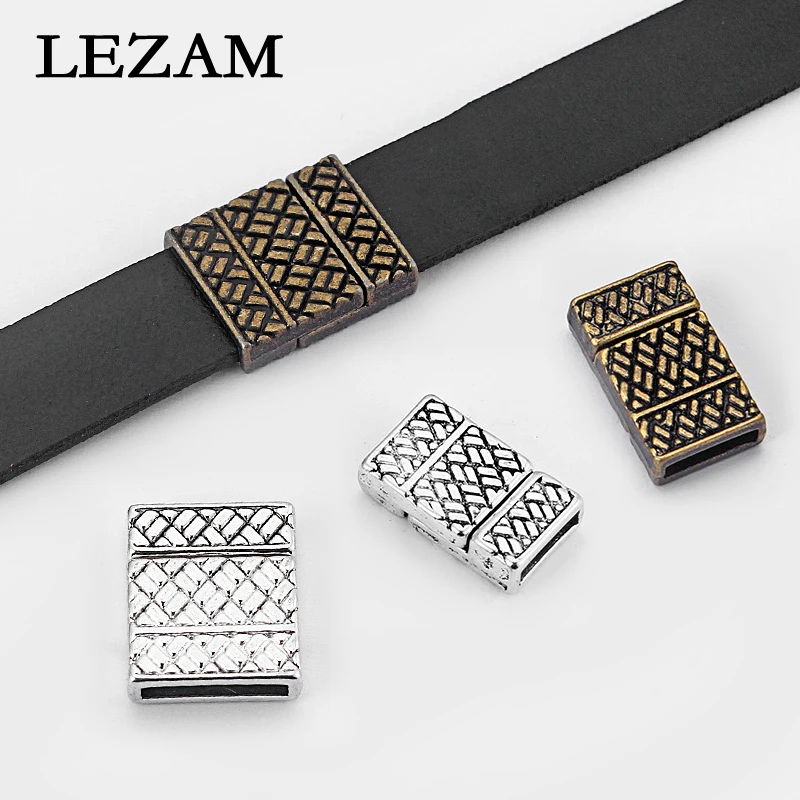 

5sets Antique /Bronze Geometric Pattern Flat Strong Magnetic Clasp For 10*2mm 15*2mm Flat Leather Cord Jewelry Findings