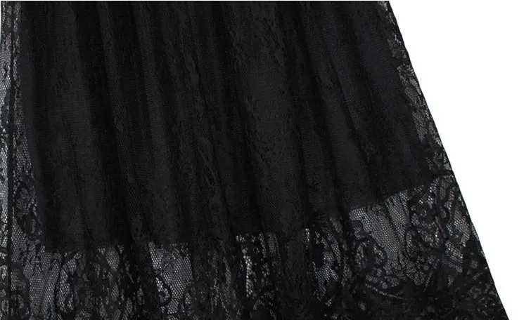 

Spring Autumn Women Lace Skirt 2018 Fashion Mesh Tulle Elastic High Waist Slim Bodycon Tight Pencil Elegant Black White Skirt