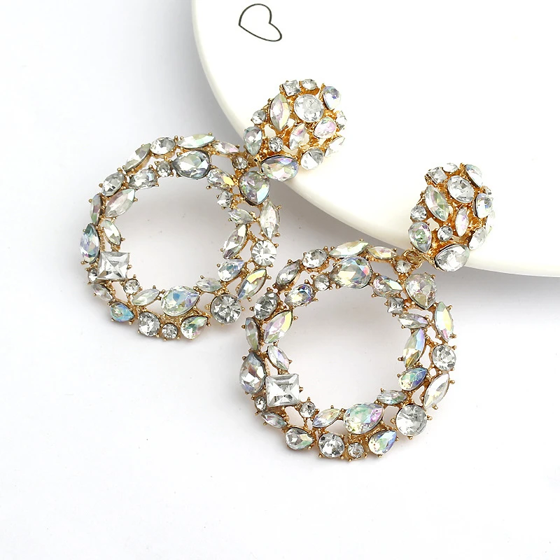 Прозрачные красочные блестящие хрустальные кольца подвески с бусинами для