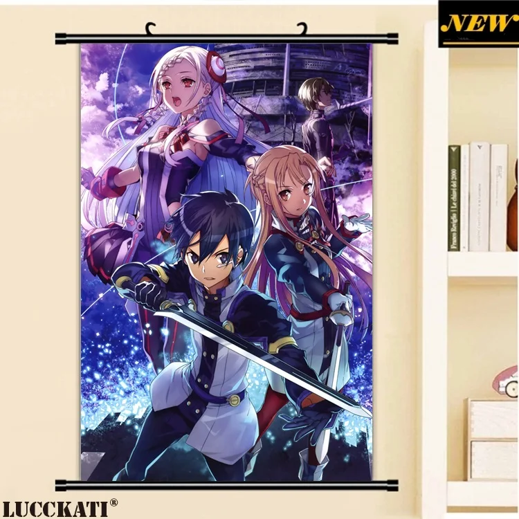 40X60 см Sword Art онлайн Sao Asuna Kazuto kirito loli нарисованная Аниме Картина на стену роспись