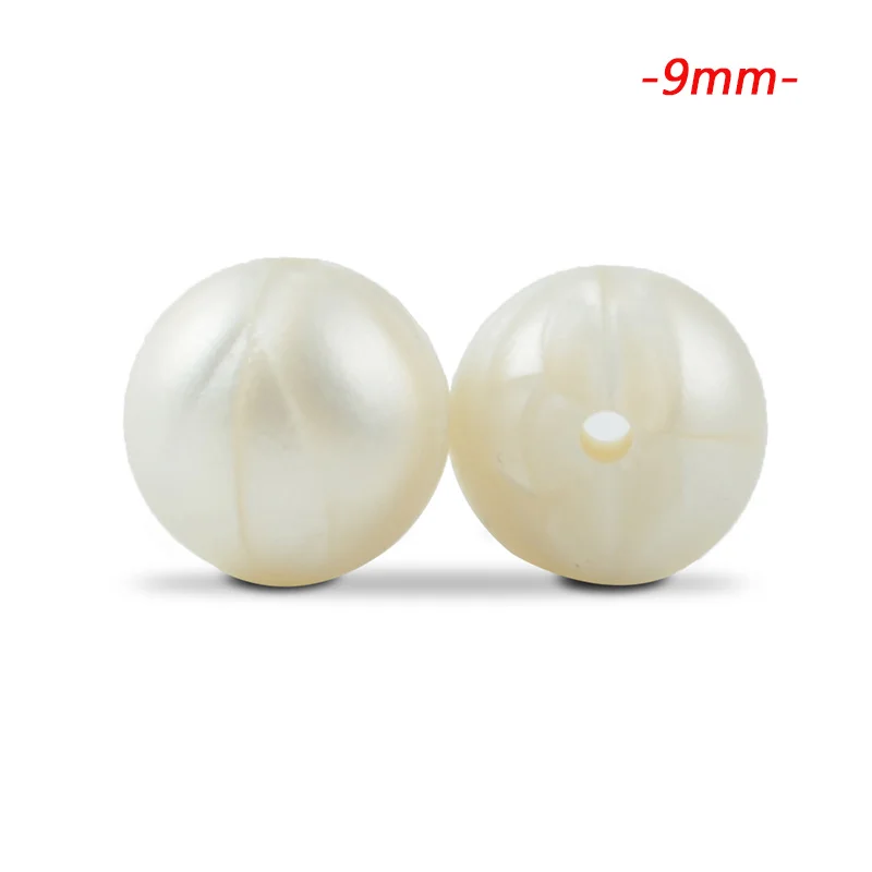 pearl white LOFCA 50 шт./лот, силиконовые бусины 9 мм, свободные бусины-прорезыватель для зубов, детская игрушка-прорезыватель для зубов, жевательные бисероплетения, не содержит Бисероплетение, для изготовления ювелирных изделий - Цвет: pearl white