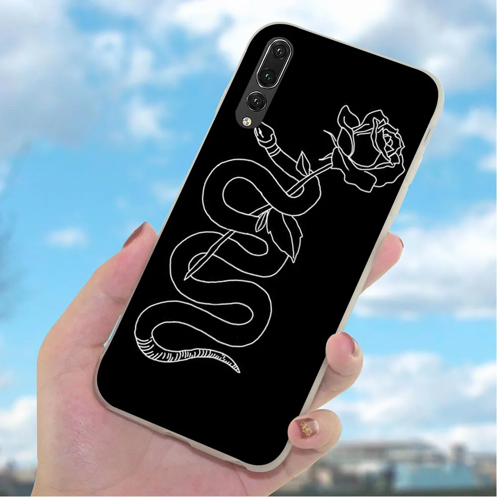Мягкие чехлы из ТПУ чехол для телефона Huawei Mate 20 Pro 10 P8 P20 P10 P9 Lite Mini P Smart Skull snake |