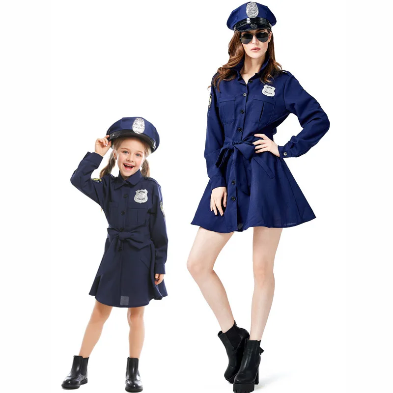 

Детский и взрослый костюм полицейского копа, косплей для девочек и женщин, нарядное платье для вечеринки на Хэллоуин, одинаковые наряды для ...