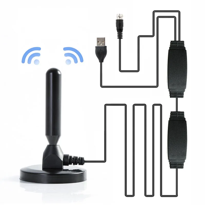 Portable TV HDTV Antenna Aerial DVB-T Amplified 25dBi 200 Miles Range Indoor Car 1080P High Definition Caravan Digital Freeview