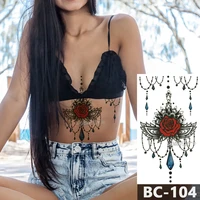 1 sheet chest body tattoo temporary waterproof jewelry rose lace crystal pattern decal waist art tattoo sticker for women