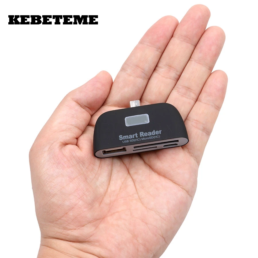 KEBETEME Mini 4 в 1 OTG/TF/SD смарт-кардридер с Micro USB зарядным портом для Android телефона