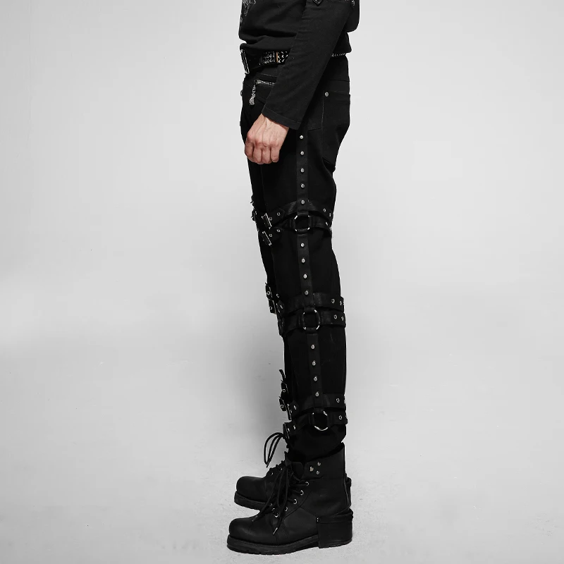 Мужские брюки-карандаш в стиле панк повседневные хлопковые эластичные Готик |