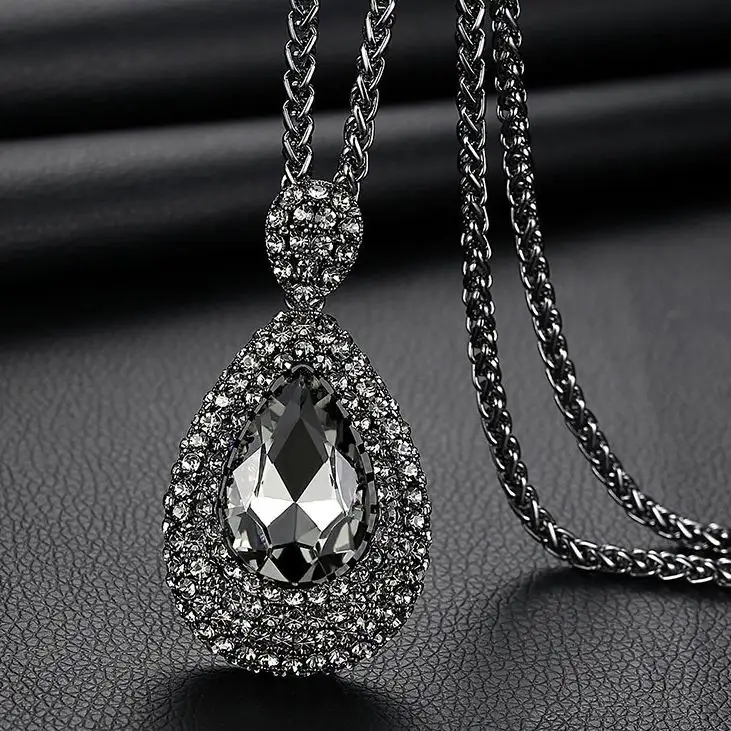 Женское длинное ожерелье со стразами Shinning простой модный свитер с подвеской