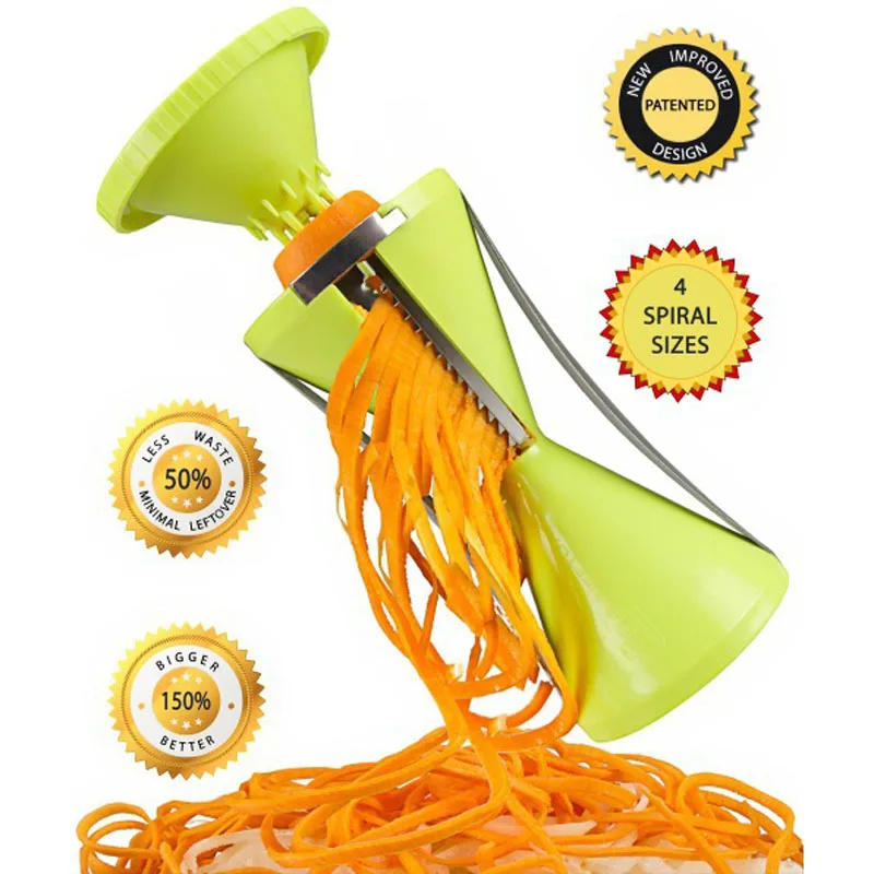 4 лопасти Replaceab Спираль Тесак фруктов и овощей Spiralizer Морковь Огурец Терка фрезы с