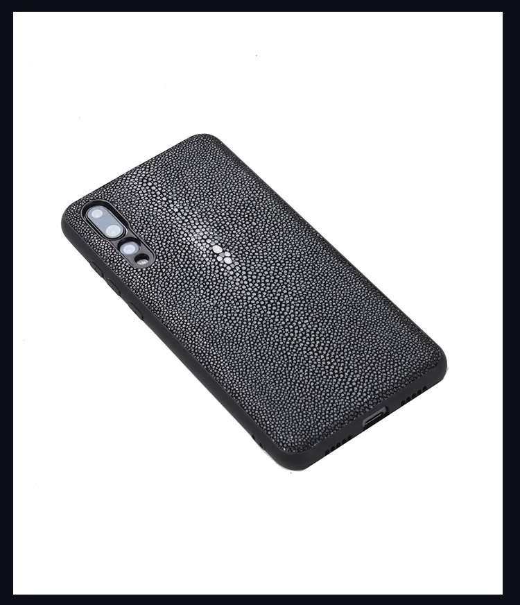 Полный край защиты для huawei P20/P20 Pro натуральный жемчуг рыба настоящая кожа ската кожаный чехол для телефона роскошный задняя крышка