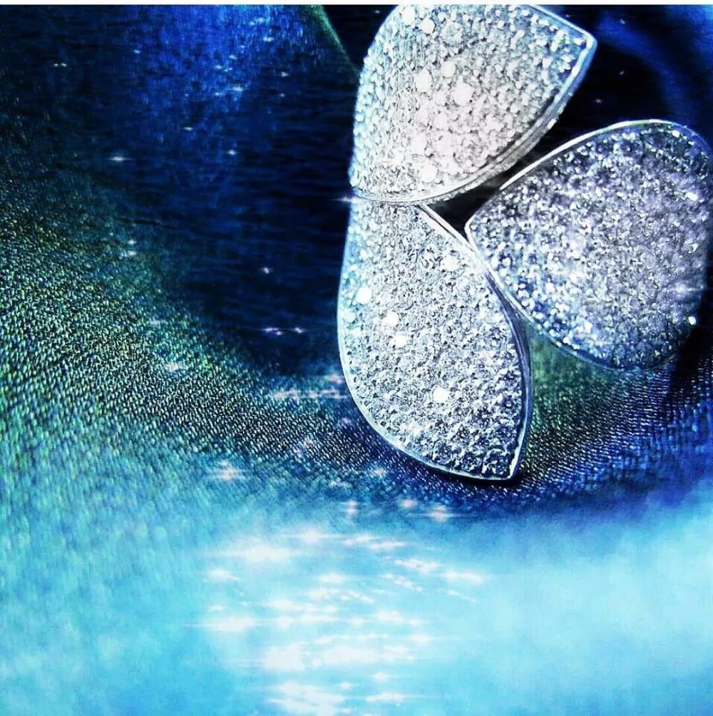 Популярные новые модные ААА фианит многослойный багет кольцо лист манжеты