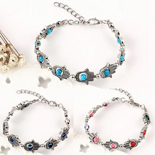 Горячие Для женщин Boho Стиль Хамса символ рука Фатимы Бусины браслет цепи Браслет