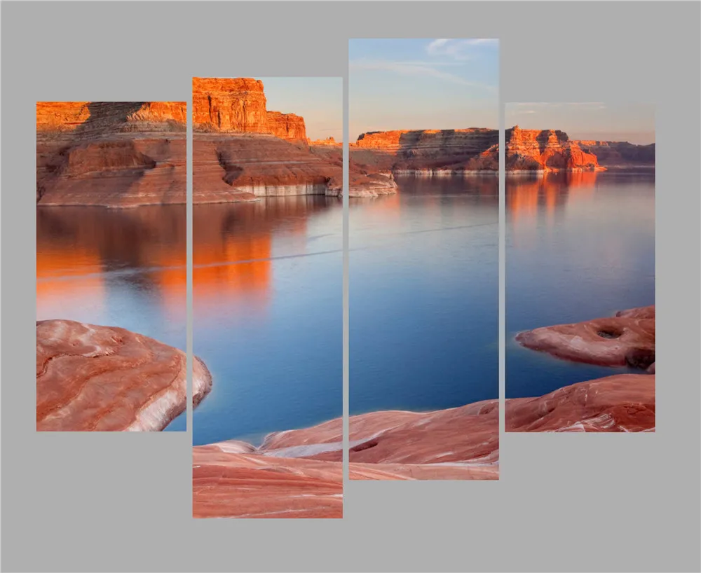 Everfun искусство Unframed 4 Панель печатных Sunset Пейзаж холст картины|canvas painting|sunset landscape