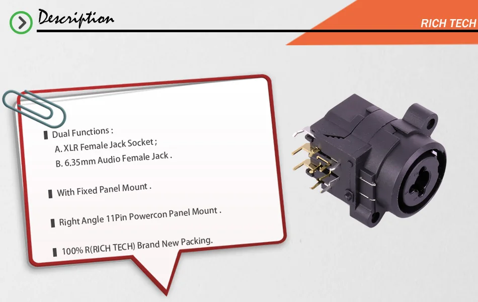 10 шт. 11PIN правый угол XLR разъем двойной функции 3-конт. XLR гнездо панель крепление+ аудио разъем 6,35 мм Powercon Jack