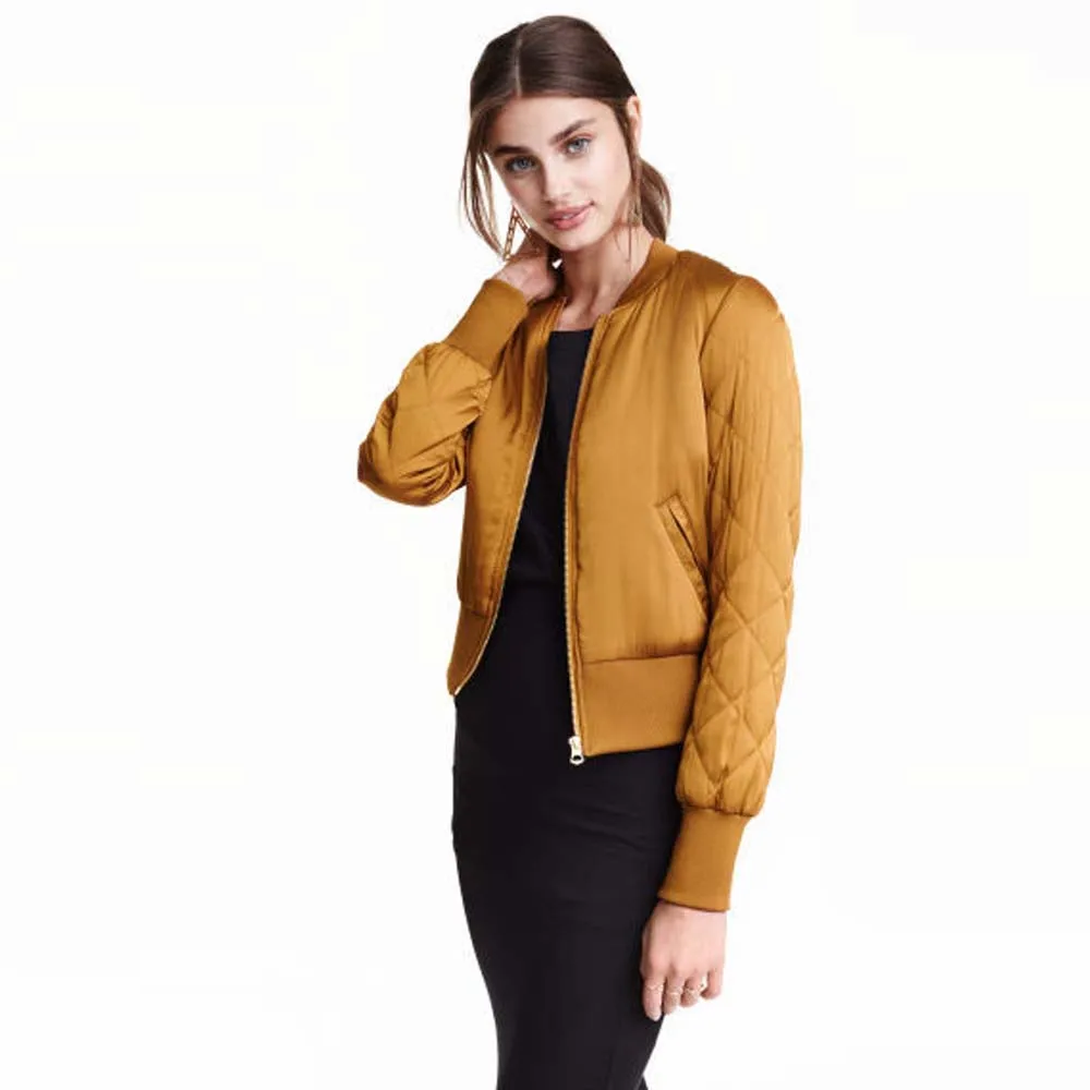 2017 Повседневное осень зима Для женщин одноцветное Курточка бомбер пальто