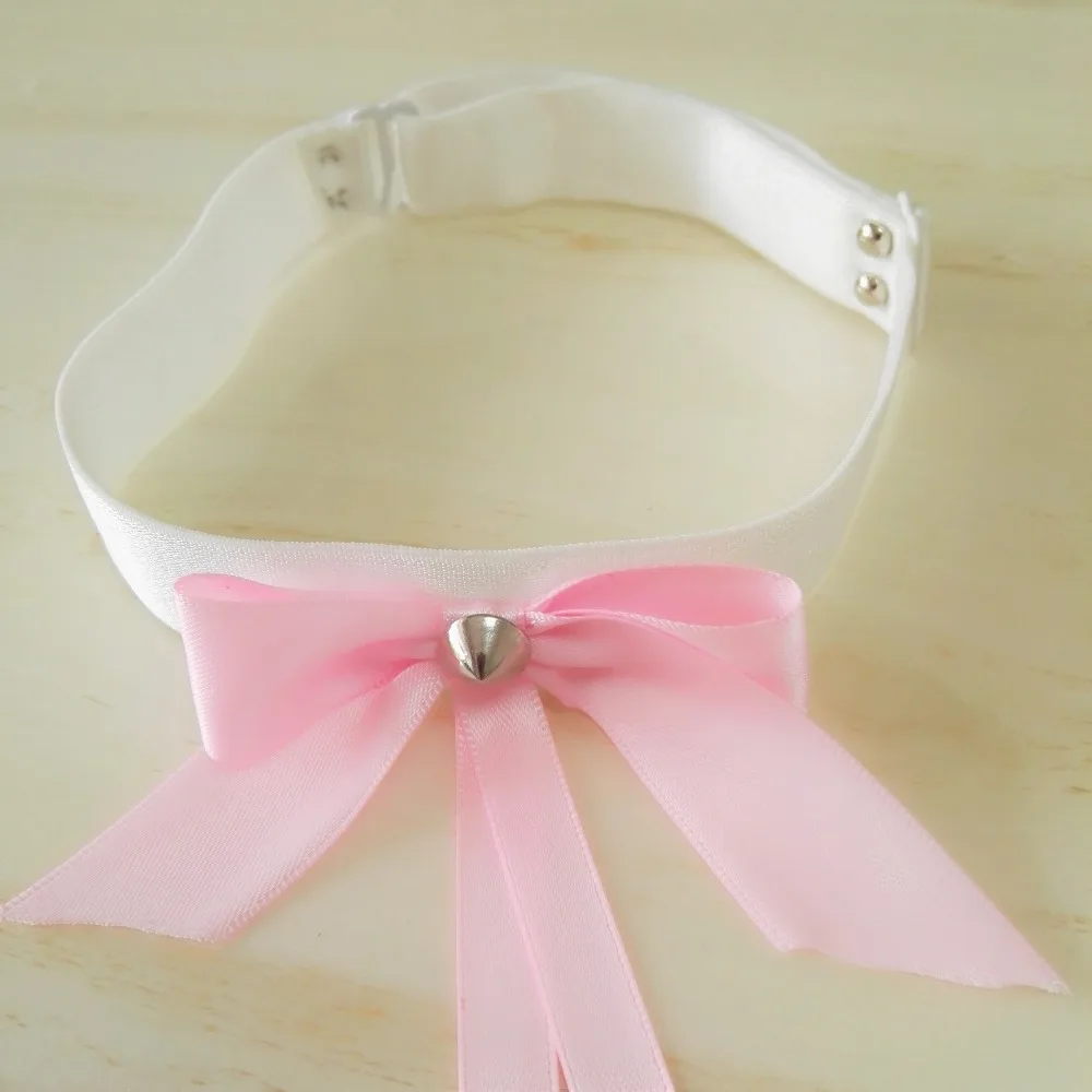 Женская мода харадзюку колье ручной работы с заклепками ленты милый розовый бант