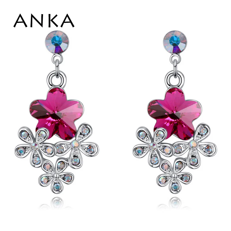 Анка класса люкс в форме цветка с украшением виде кристаллов серьги капли для