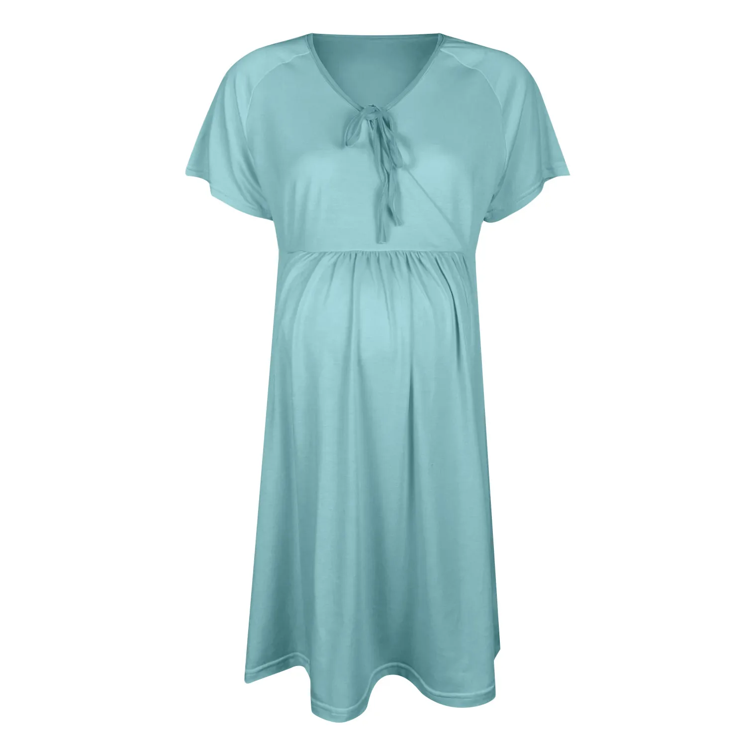 Light Blue Женское платье для беременных, для отдыха, с коротким рукавом, для грудного вскармливания, разноцветное, 12 цветов, летнее платье для беременных, реквизит для беременных, robe de gros - Цвет: Light Blue