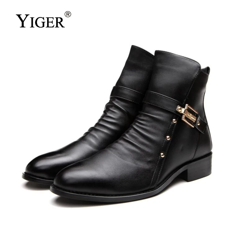 YIGER/Новинка 2018 года мужские Ботильоны Ботинки Martin из натуральной кожи короткие